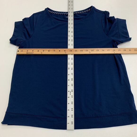 Lands End Basic Shirt Womens S Small Navy Blue Solid Short Sleeve Stretch Tee - Picture 6 of 11